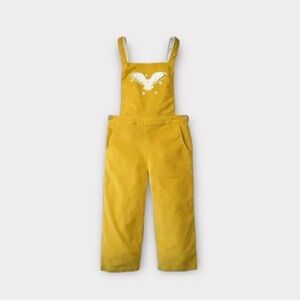 Mini Boden x Harry Potter Hedwig Applique Velvet Mustard Overalls Dungarees